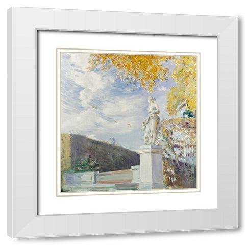 A Statue of Venus In The Garden of Versailles White Modern Wood Framed Art Print with Double Matting by Helleu, Paul Cesar
