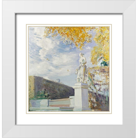 A Statue of Venus In The Garden of Versailles White Modern Wood Framed Art Print with Double Matting by Helleu, Paul Cesar