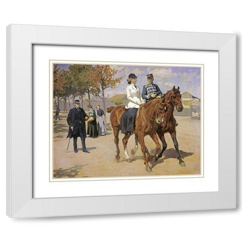 The Morning Ride White Modern Wood Framed Art Print with Double Matting by Henningsen, Erik