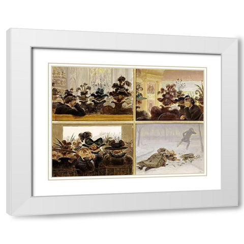 The Artists Commentary on Womens Hats White Modern Wood Framed Art Print with Double Matting by Henry, Edward Lamson