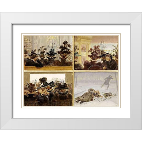 The Artists Commentary on Womens Hats White Modern Wood Framed Art Print with Double Matting by Henry, Edward Lamson