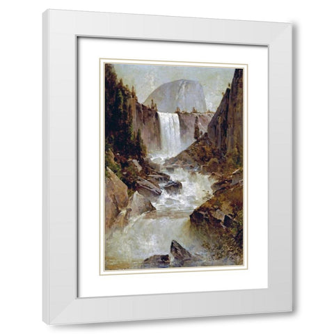 Vernal Falls, Yosemite White Modern Wood Framed Art Print with Double Matting by Hill, Thomas