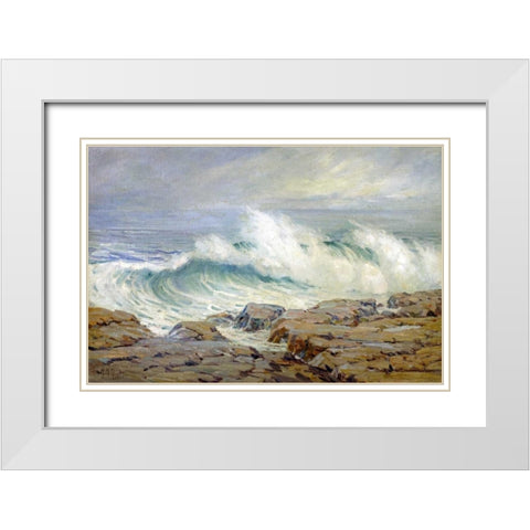Breaking Wave White Modern Wood Framed Art Print with Double Matting by Hills, Anna Althea