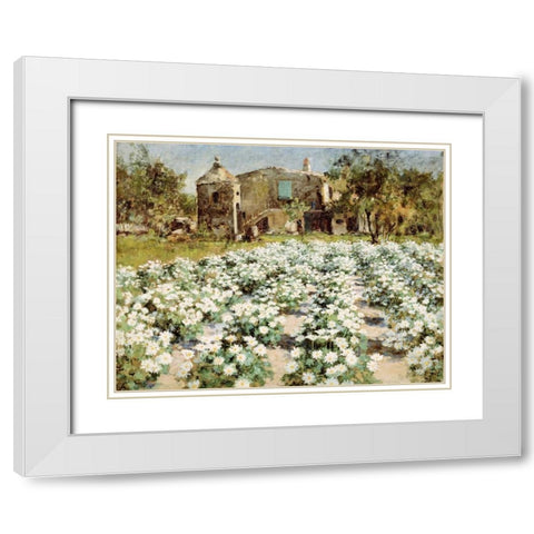 A Normandy Farmhouse White Modern Wood Framed Art Print with Double Matting by Hitchcock, George