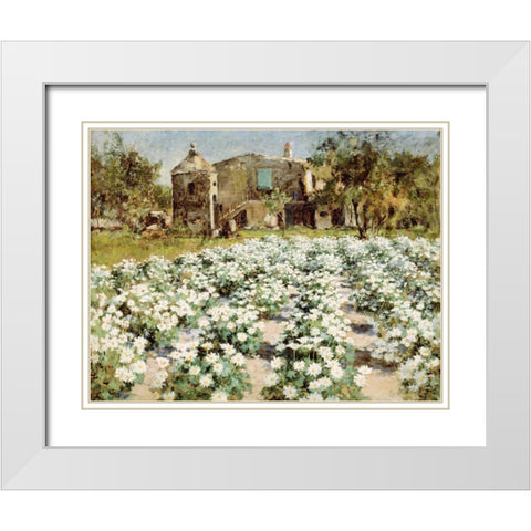 A Normandy Farmhouse White Modern Wood Framed Art Print with Double Matting by Hitchcock, George