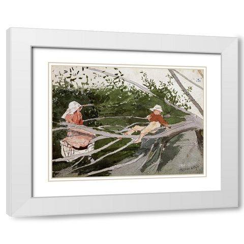 Out on a Limb White Modern Wood Framed Art Print with Double Matting by Homer, Winslow