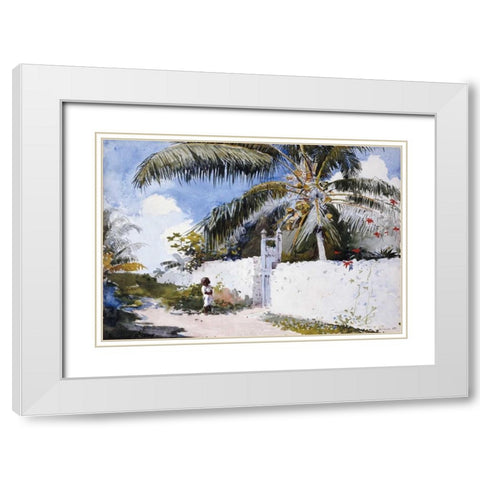 A Garden In Nassau White Modern Wood Framed Art Print with Double Matting by Homer, Winslow