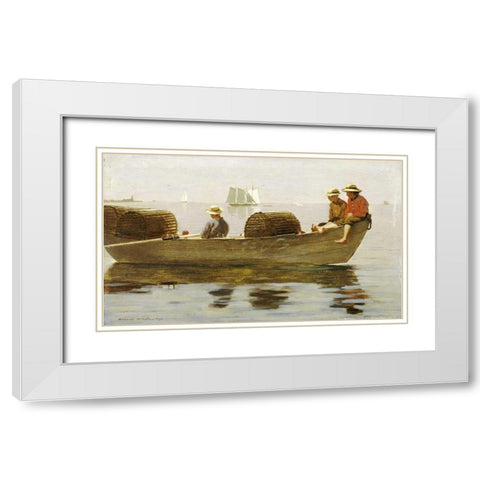 Three Boys In a Dory White Modern Wood Framed Art Print with Double Matting by Homer, Winslow
