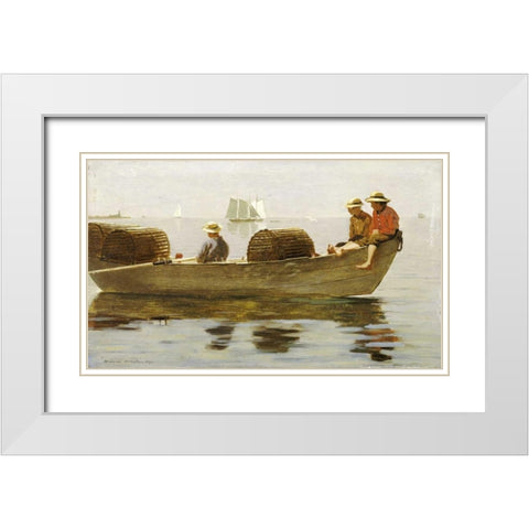 Three Boys In a Dory White Modern Wood Framed Art Print with Double Matting by Homer, Winslow