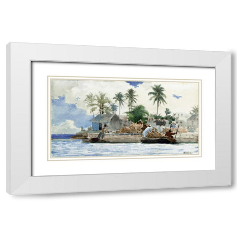 Sponge Fishermen, Bahamas White Modern Wood Framed Art Print with Double Matting by Homer, Winslow