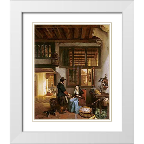 A Dutch Interior White Modern Wood Framed Art Print with Double Matting by Van Hove, Hubertus
