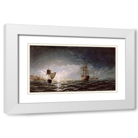 Moonlight Over Constantinople White Modern Wood Framed Art Print with Double Matting by Hoyer, Edward