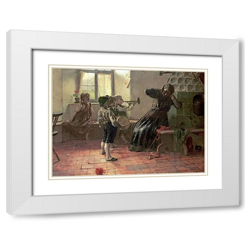 The Concert White Modern Wood Framed Art Print with Double Matting by Jakobides, Georg