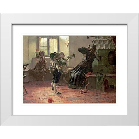 The Concert White Modern Wood Framed Art Print with Double Matting by Jakobides, Georg