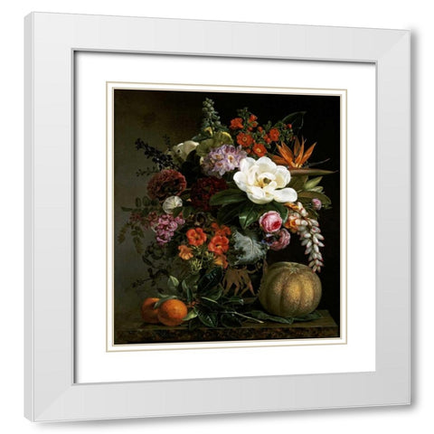 Still Life in a Greek Vase White Modern Wood Framed Art Print with Double Matting by Jensen, Johan Laurents
