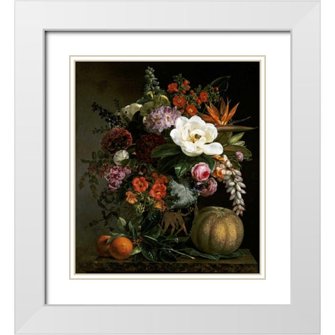 Still Life in a Greek Vase White Modern Wood Framed Art Print with Double Matting by Jensen, Johan Laurents