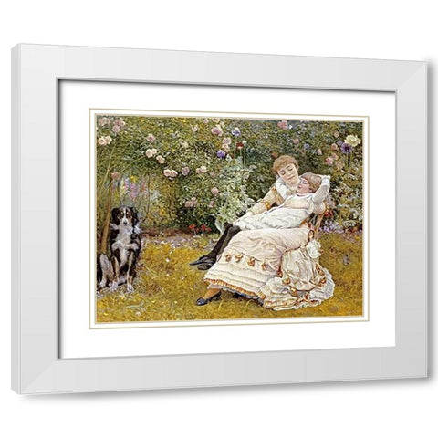 Pleasant Hours White Modern Wood Framed Art Print with Double Matting by Johnson, Edward Killingworth