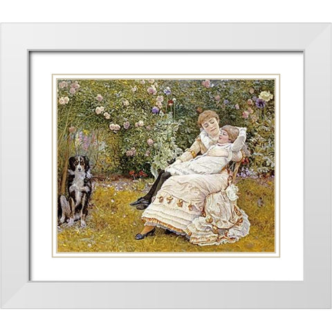 Pleasant Hours White Modern Wood Framed Art Print with Double Matting by Johnson, Edward Killingworth