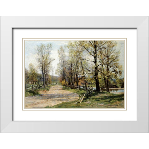 The Country Lane White Modern Wood Framed Art Print with Double Matting by Jones, Hugh Bolton
