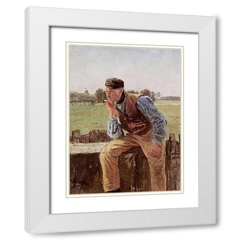 A Dutch Peasant White Modern Wood Framed Art Print with Double Matting by Kallmorgen, Friedrich