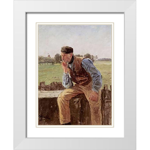 A Dutch Peasant White Modern Wood Framed Art Print with Double Matting by Kallmorgen, Friedrich