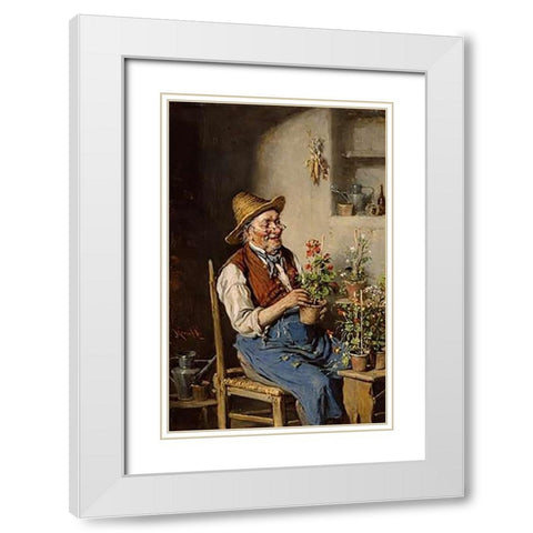 The Gardener White Modern Wood Framed Art Print with Double Matting by Kern, Herman