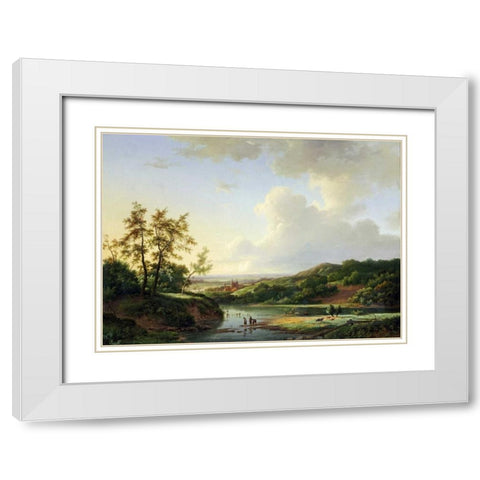 An Extensive Landscape White Modern Wood Framed Art Print with Double Matting by Koekkoek, Marinus Adrainus