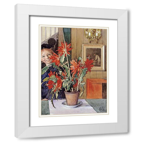 Britas Cactus White Modern Wood Framed Art Print with Double Matting by Larsson, Carl