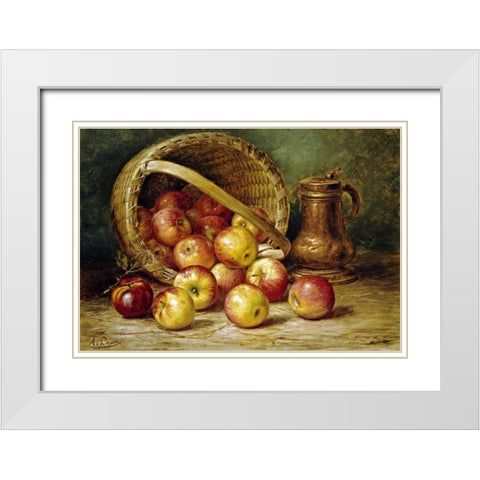 A Basket of Apples White Modern Wood Framed Art Print with Double Matting by Laux, August