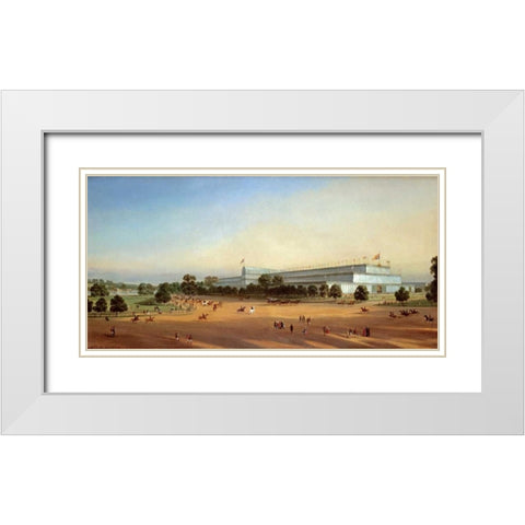 Crystal Palace During The Great Exhibition of 1851 White Modern Wood Framed Art Print with Double Matting by Le Bihan, P.
