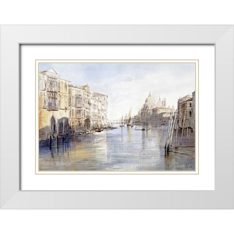 The Grand Canal, With Santa Maria Della Salute, Venice, Italy White Modern Wood Framed Art Print with Double Matting by Lear, Edward