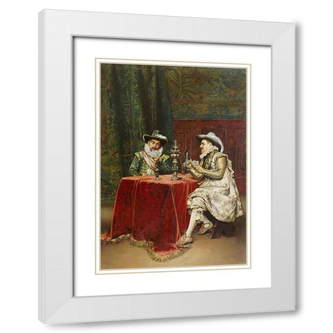 The TMapsp Card White Modern Wood Framed Art Print with Double Matting by Lesrel, Adolphe Alexander