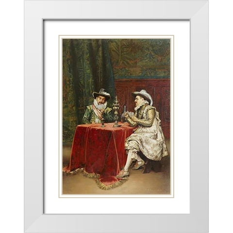 The TMapsp Card White Modern Wood Framed Art Print with Double Matting by Lesrel, Adolphe Alexander