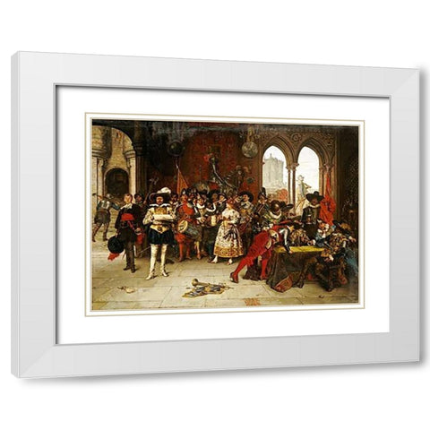 Musketeers of The King White Modern Wood Framed Art Print with Double Matting by Lesrel, Adolphe Alexander