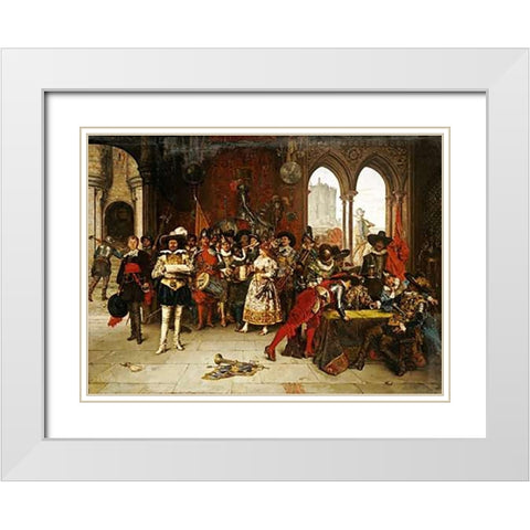 Musketeers of The King White Modern Wood Framed Art Print with Double Matting by Lesrel, Adolphe Alexander
