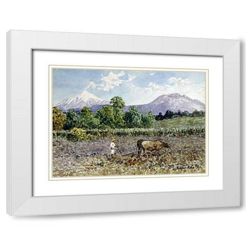 Campesino Arando White Modern Wood Framed Art Print with Double Matting by Lohr, Augusto
