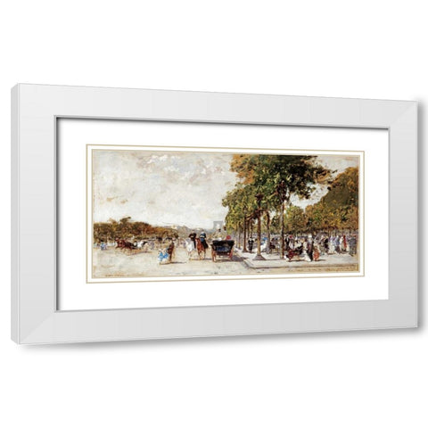 Les Champs Elysees, Paris White Modern Wood Framed Art Print with Double Matting by Loir, Luigi
