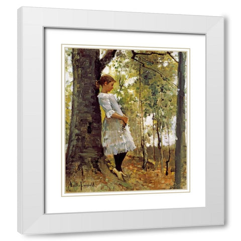 In The Woods White Modern Wood Framed Art Print with Double Matting by Lundahl, Amelie