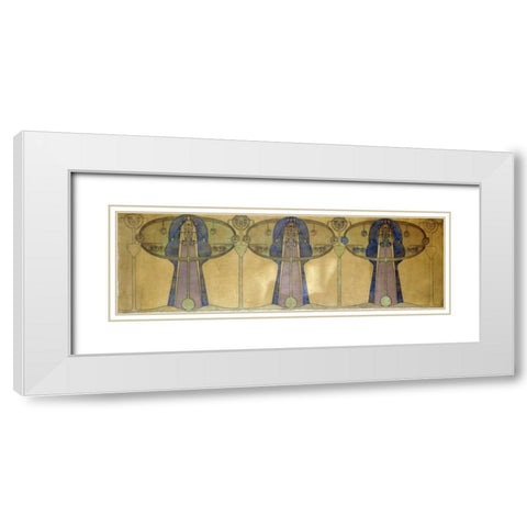 Design For a Decorative Frieze White Modern Wood Framed Art Print with Double Matting by MacNair, Frances MacDonald