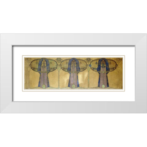 Design For a Decorative Frieze White Modern Wood Framed Art Print with Double Matting by MacNair, Frances MacDonald