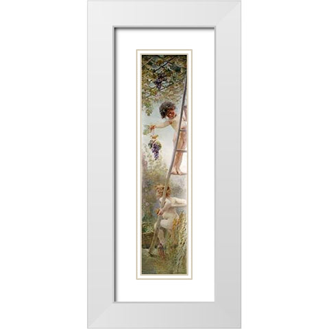 Putti Disporting White Modern Wood Framed Art Print with Double Matting by Makowsky, Constantin