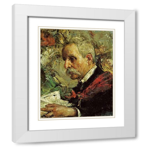 A Portrait of The Artists Father White Modern Wood Framed Art Print with Double Matting by Mancini, Antonio