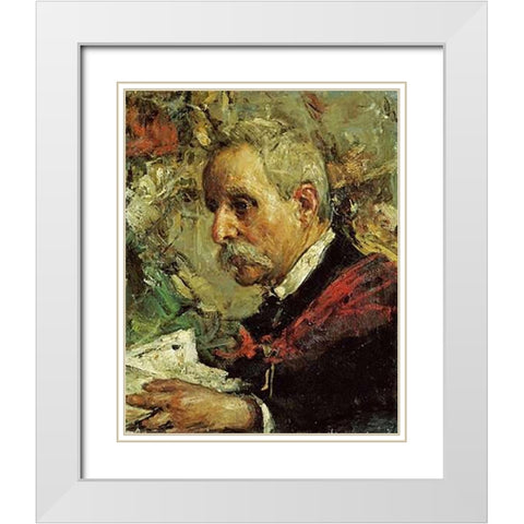 A Portrait of The Artists Father White Modern Wood Framed Art Print with Double Matting by Mancini, Antonio
