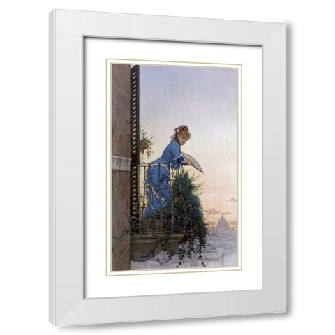 An Elegant Beauty White Modern Wood Framed Art Print with Double Matting by Martens, Willem Johann