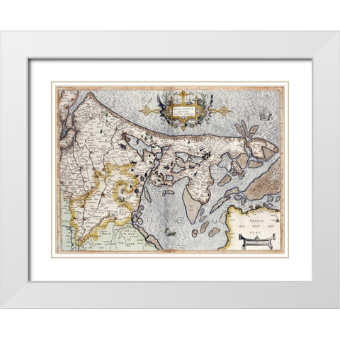 Map of Holland White Modern Wood Framed Art Print with Double Matting by Mercator, Rumold