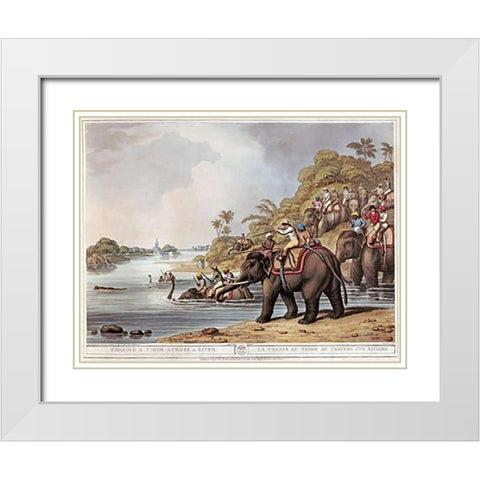 Chasing a Tiger Across a River White Modern Wood Framed Art Print with Double Matting by Merke, H.