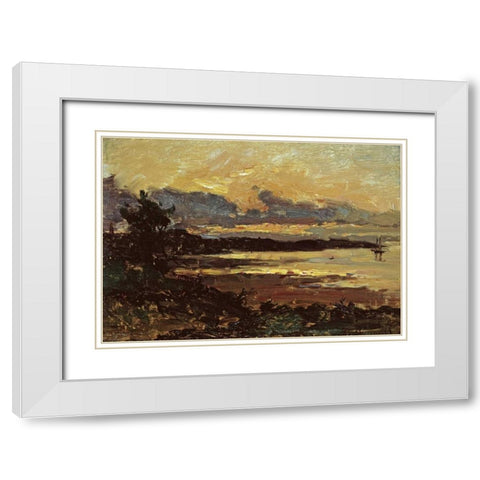 Sunset at Manchester, Massachusetts White Modern Wood Framed Art Print with Double Matting by Metcalf, Willard Leory