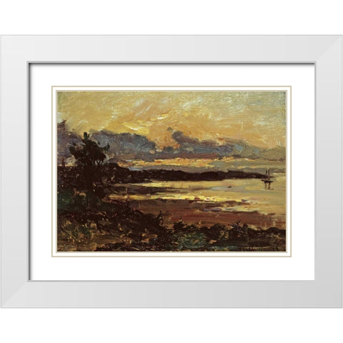Sunset at Manchester, Massachusetts White Modern Wood Framed Art Print with Double Matting by Metcalf, Willard Leory