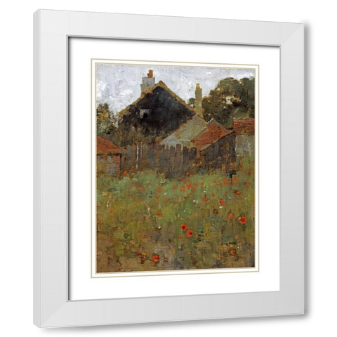 The Poppy Field White Modern Wood Framed Art Print with Double Matting by Metcalf, Willard Leory