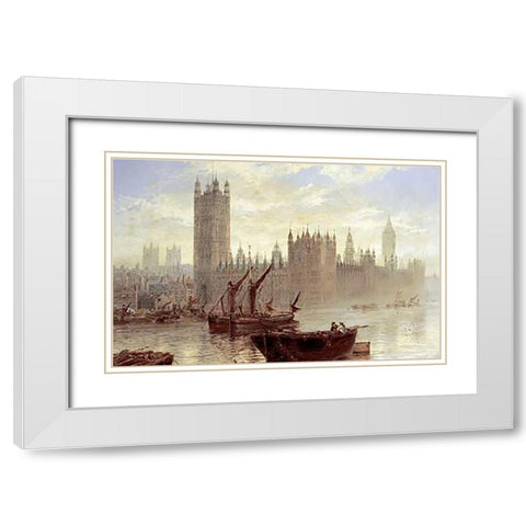 Westminster From The Thames White Modern Wood Framed Art Print with Double Matting by Stanfield Moore, Claude T